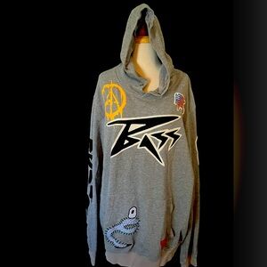 Bass by Ron Bass Kinging Hoodie Freedom Peace Gray Size 3X